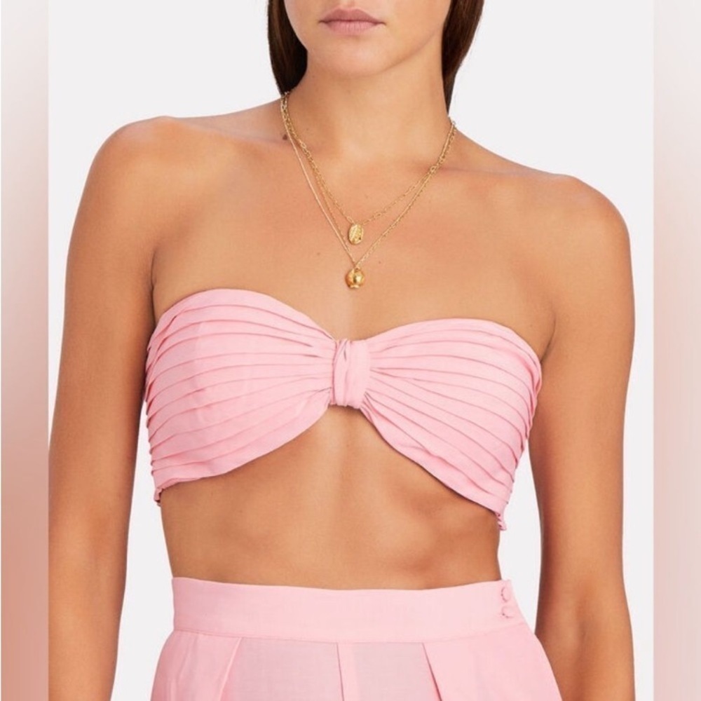 RONNY KOBO Revolve Mayan Pink Bow Pleated Bandeau Top NWT